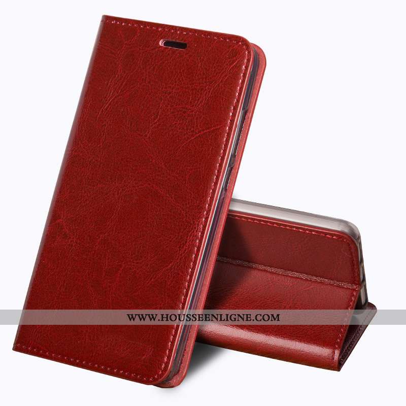 Étui Motorola Edge Cuir Véritable Vintage Fluide Doux Coque Protection Business Rouge