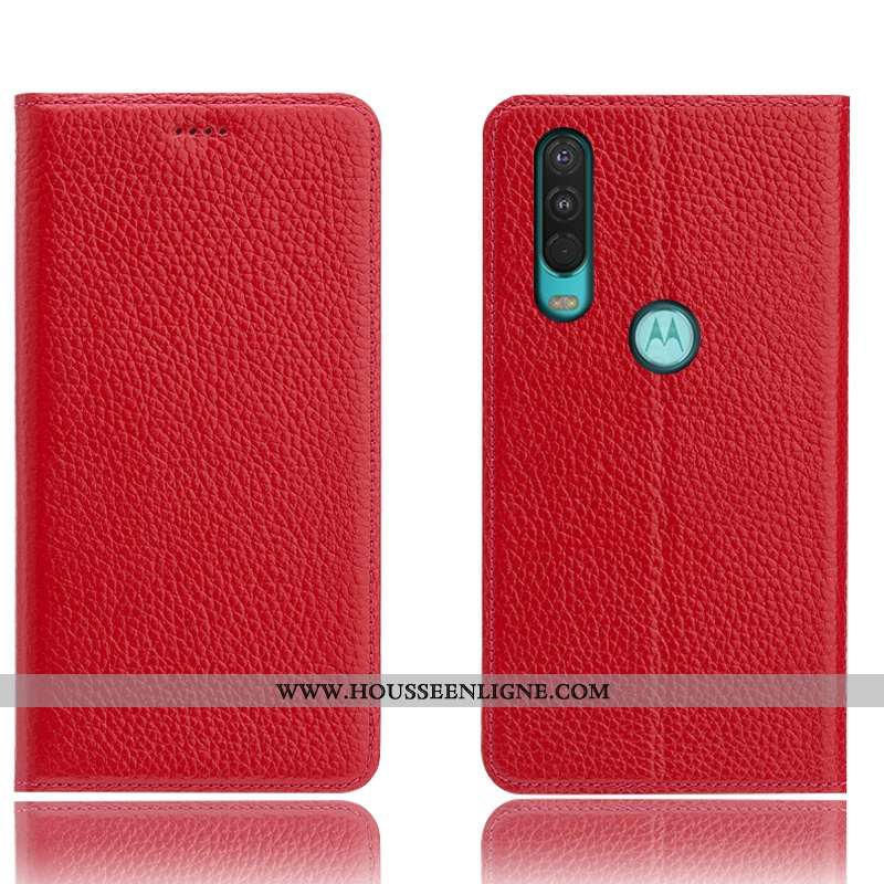 Étui Motorola One Action Cuir Véritable Modèle Fleurie Housse Coque Téléphone Portable Incassable Ma