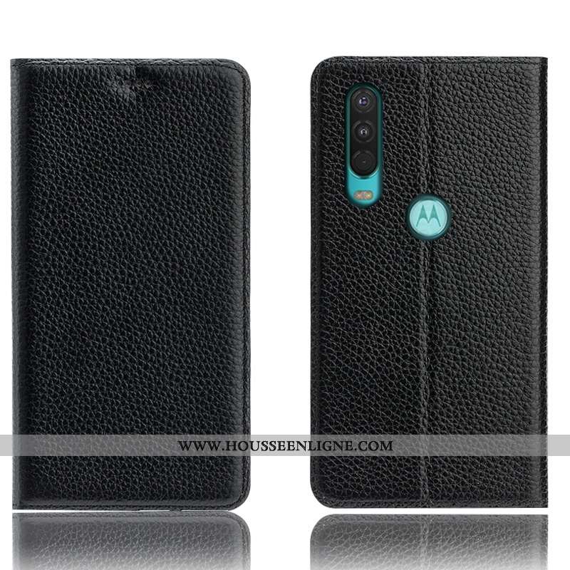 Étui Motorola One Action Cuir Véritable Modèle Fleurie Housse Coque Téléphone Portable Incassable Ma