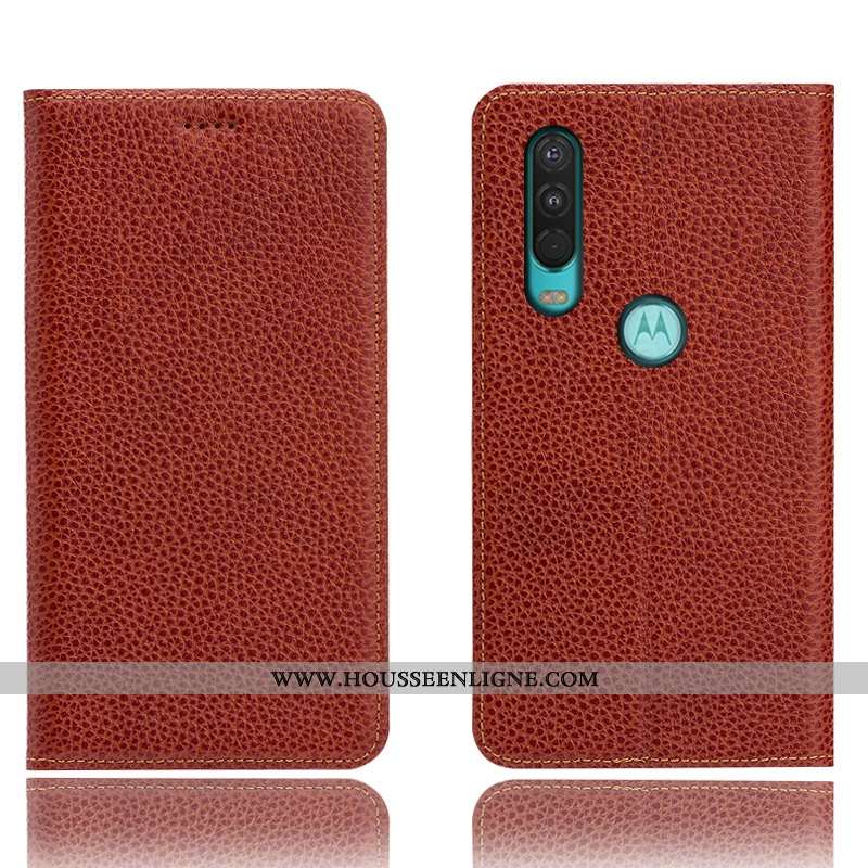 Étui Motorola One Action Cuir Véritable Modèle Fleurie Housse Coque Téléphone Portable Incassable Ma
