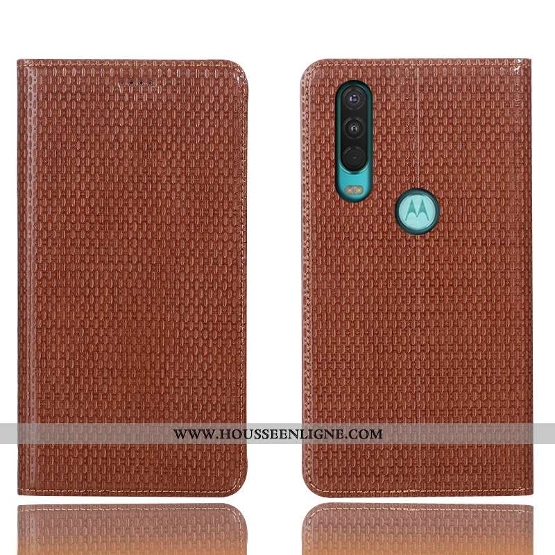 Étui Motorola One Action Cuir Véritable Protection Bleu Marin Housse Téléphone Portable Coque Bleu F
