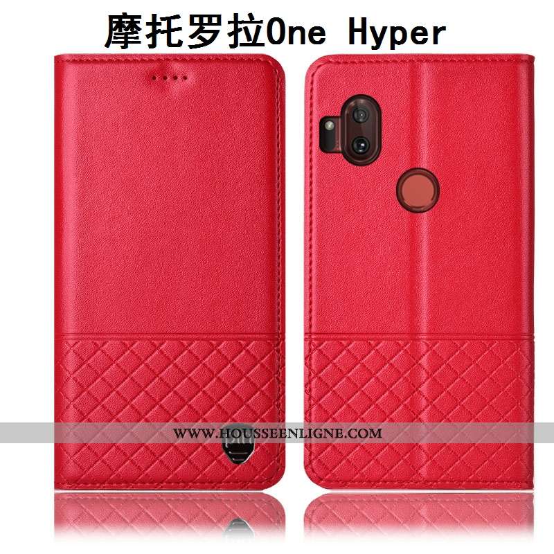 Étui Motorola One Hyper Cuir Véritable Protection Coque Téléphone Portable Incassable Housse Marron
