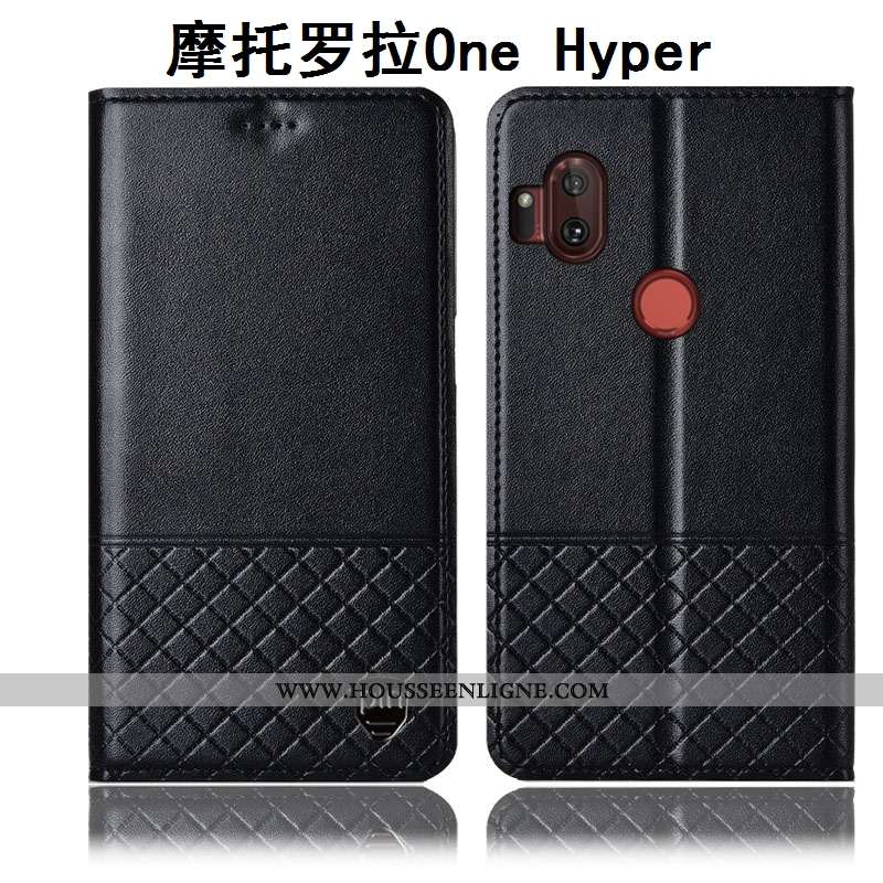 Étui Motorola One Hyper Cuir Véritable Protection Coque Téléphone Portable Incassable Housse Marron