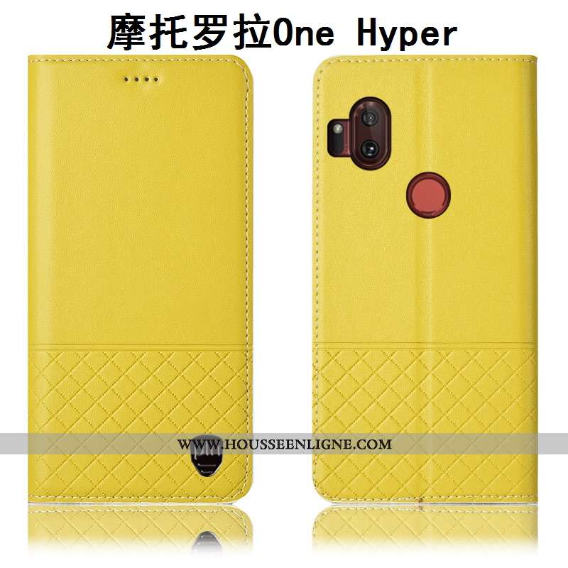 Étui Motorola One Hyper Cuir Véritable Protection Coque Téléphone Portable Incassable Housse Marron