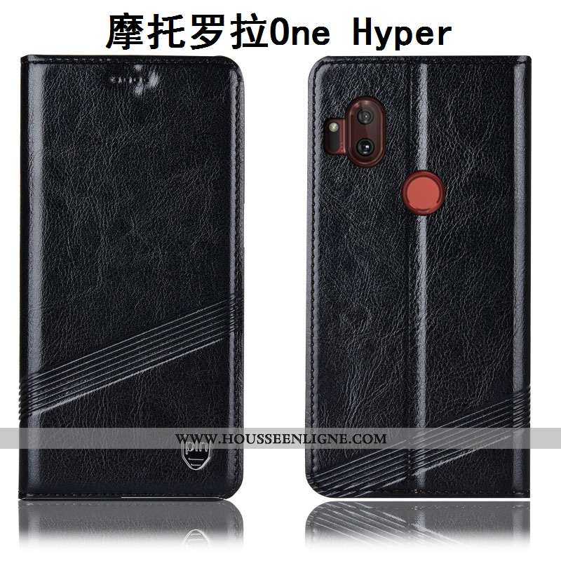 Étui Motorola One Hyper Cuir Véritable Protection Housse Téléphone Portable Coque Incassable Marron