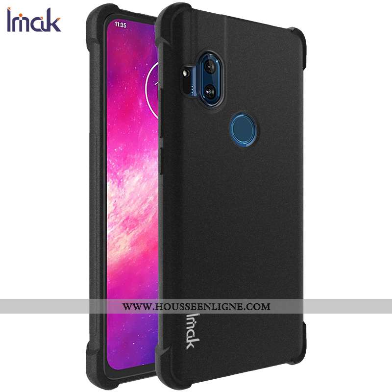 Étui Motorola One Hyper Protection Délavé En Daim Ballon Incassable Coque Téléphone Portable Noir