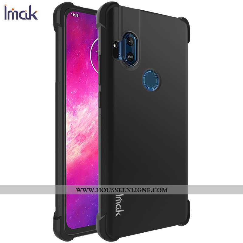 Étui Motorola One Hyper Protection Délavé En Daim Ballon Incassable Coque Téléphone Portable Noir