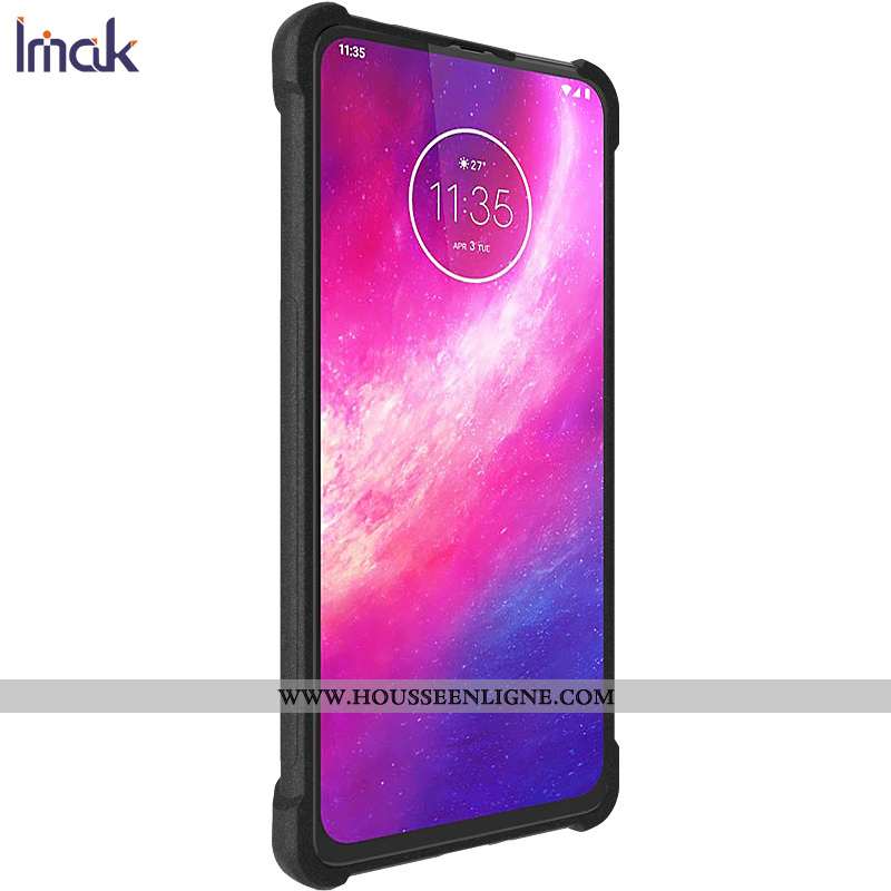 Étui Motorola One Hyper Protection Délavé En Daim Ballon Incassable Coque Téléphone Portable Noir