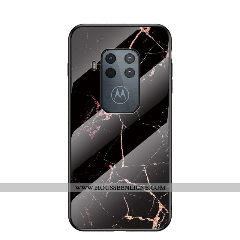 Étui Motorola One Zoom Protection Tendance Net Rouge Difficile Grand Noir Coque