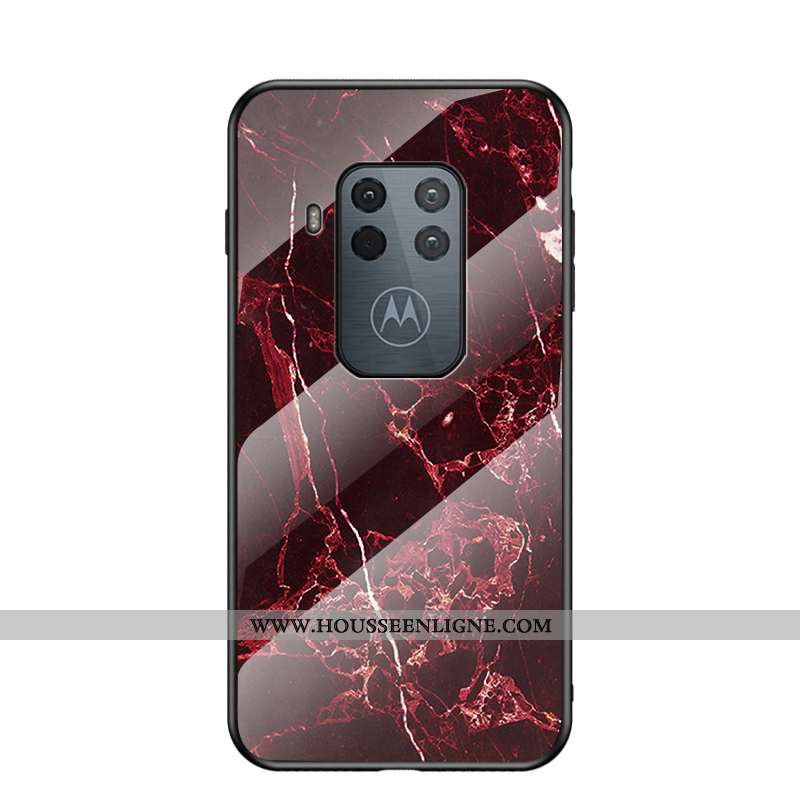 Étui Motorola One Zoom Protection Tendance Net Rouge Difficile Grand Noir Coque