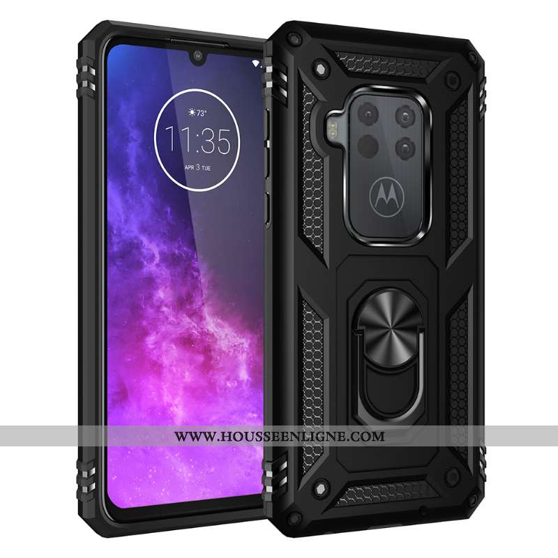 Étui Motorola One Zoom Rouge Difficile À Bord Support Incassable Magnétisme Téléphone Portable