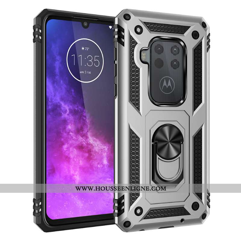 Étui Motorola One Zoom Rouge Difficile À Bord Support Incassable Magnétisme Téléphone Portable