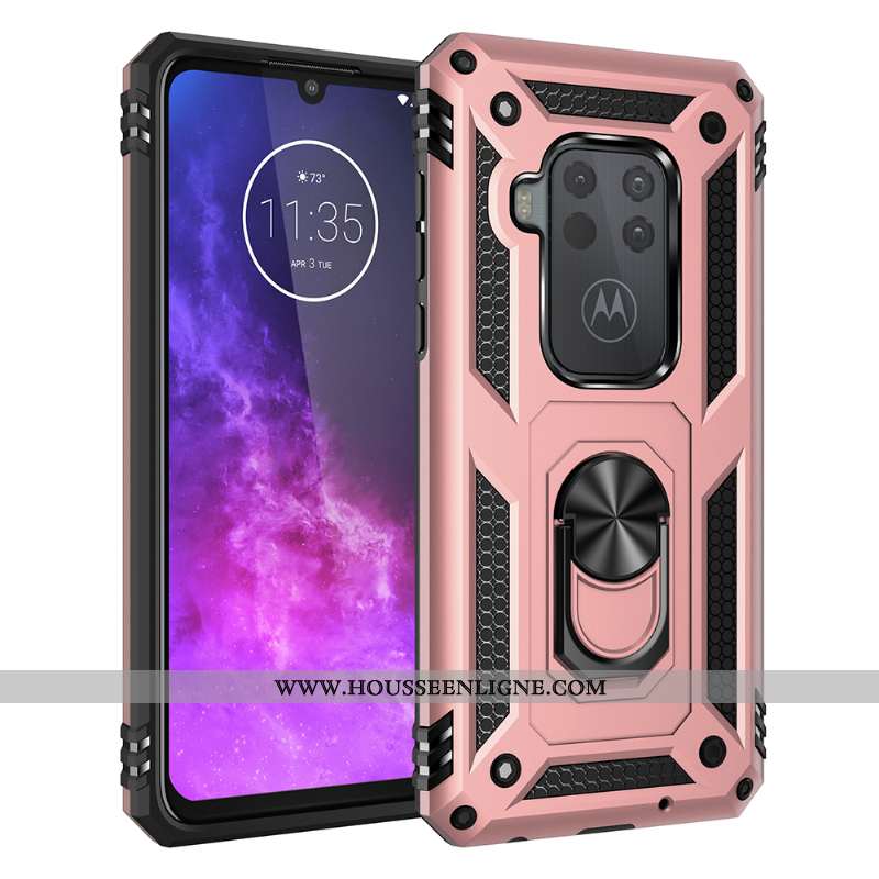 Étui Motorola One Zoom Rouge Difficile À Bord Support Incassable Magnétisme Téléphone Portable