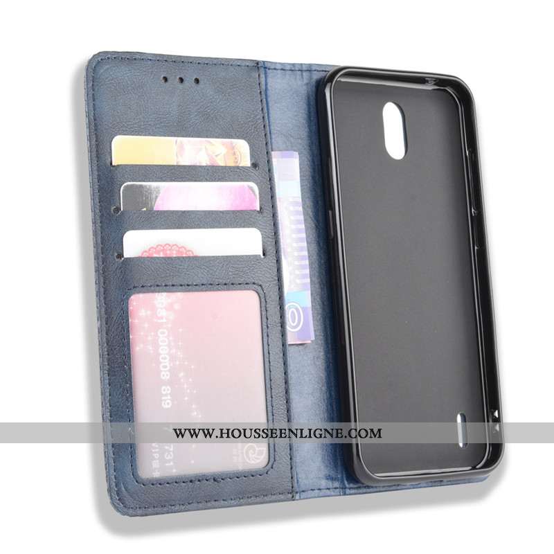 Étui Nokia 1.3 Cuir Protection Portefeuille Coque Boucle Magnétique Téléphone Portable Bleu