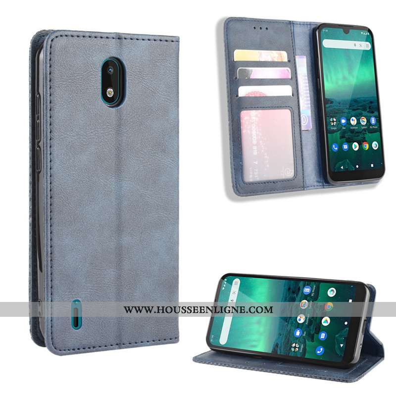 Étui Nokia 1.3 Cuir Protection Portefeuille Coque Boucle Magnétique Téléphone Portable Bleu