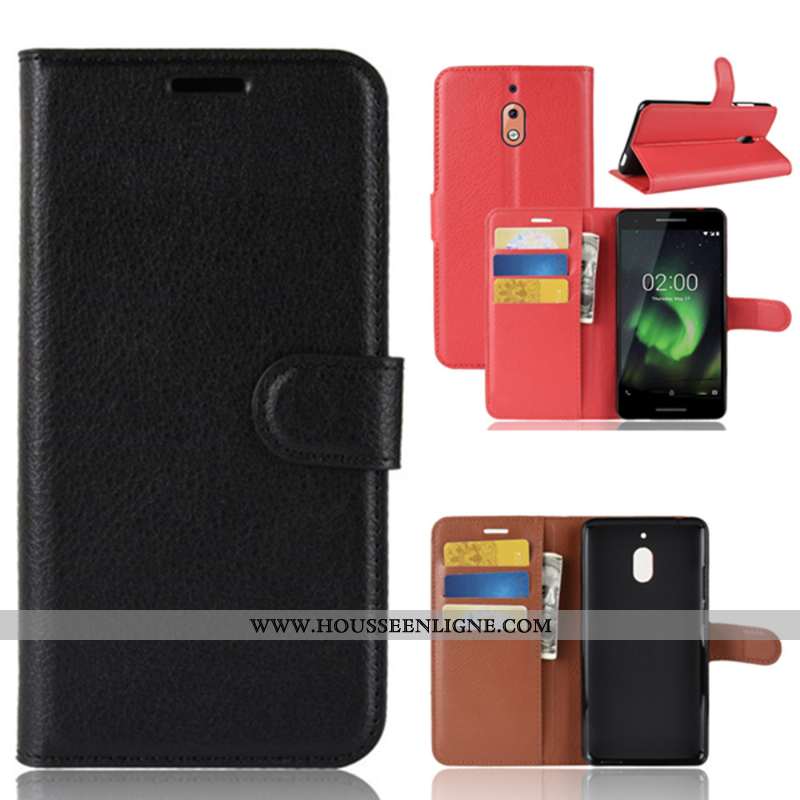 Étui Nokia 2.1 Créatif Portefeuille Protection Noir Carte Coque