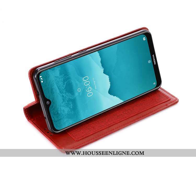 Étui Nokia 2.2 Cuir Clamshell Toile Carte Noir Coque