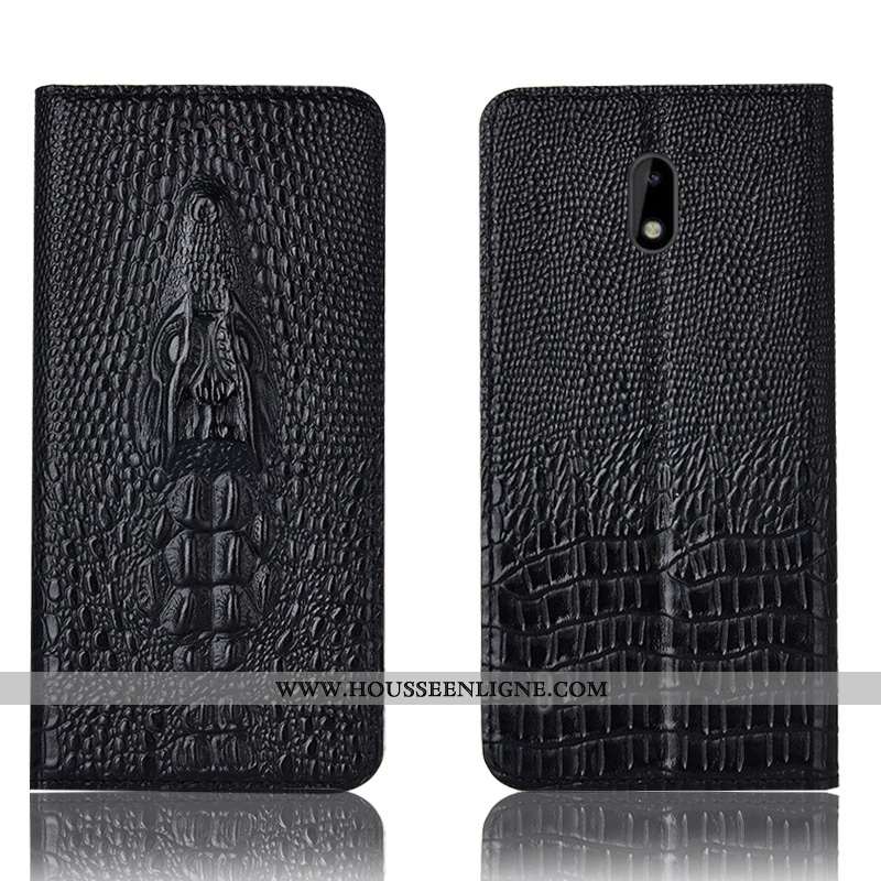 Étui Nokia 2.2 Cuir Véritable Protection Housse Incassable Téléphone Portable Crocodile Bleu