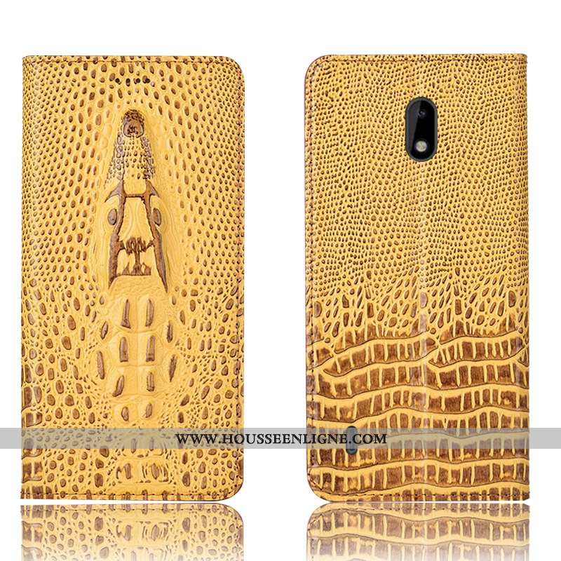 Étui Nokia 2.2 Cuir Véritable Protection Housse Incassable Téléphone Portable Crocodile Bleu