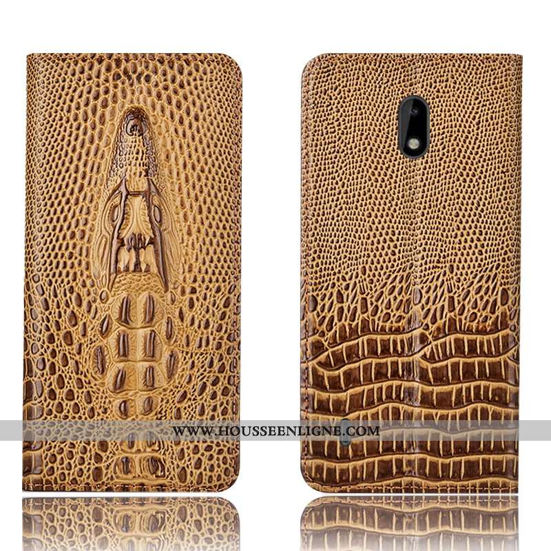 Étui Nokia 2.2 Cuir Véritable Protection Housse Incassable Téléphone Portable Crocodile Bleu