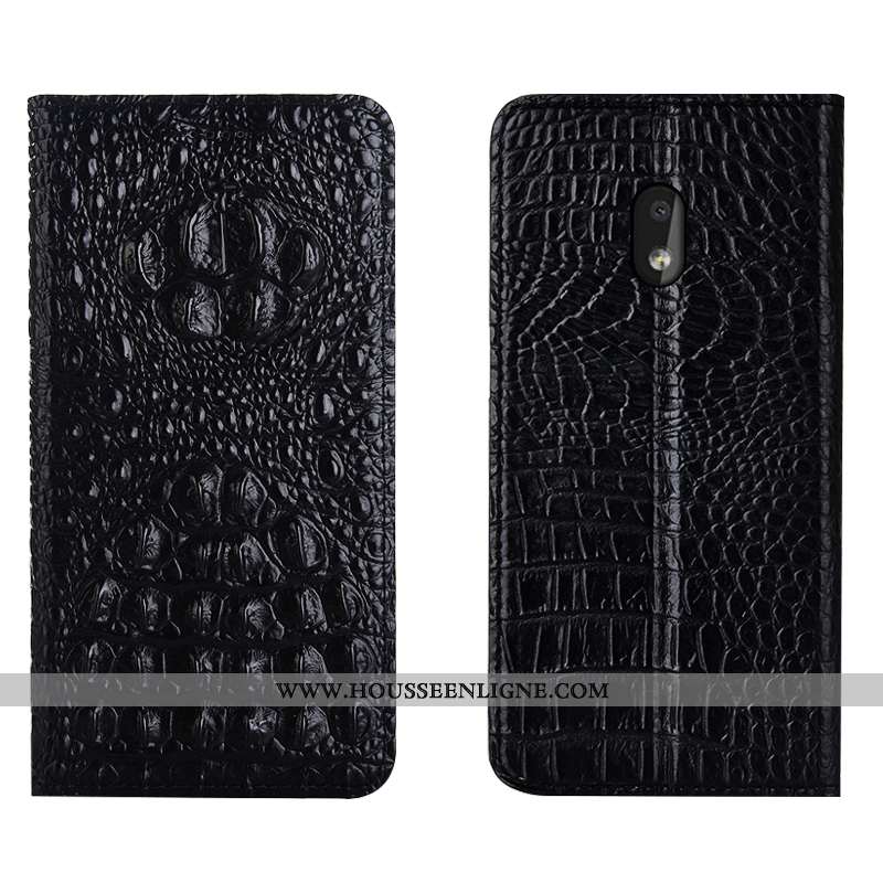 Étui Nokia 2.2 Cuir Véritable Protection Téléphone Portable Housse Incassable Coque Noir