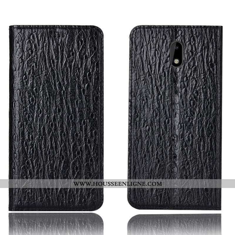 Étui Nokia 2.2 Modèle Fleurie Protection Housse Coque Marron Cuir Véritable