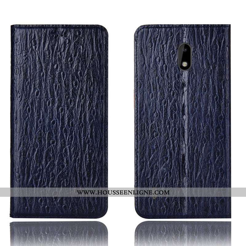 Étui Nokia 2.2 Modèle Fleurie Protection Housse Coque Marron Cuir Véritable