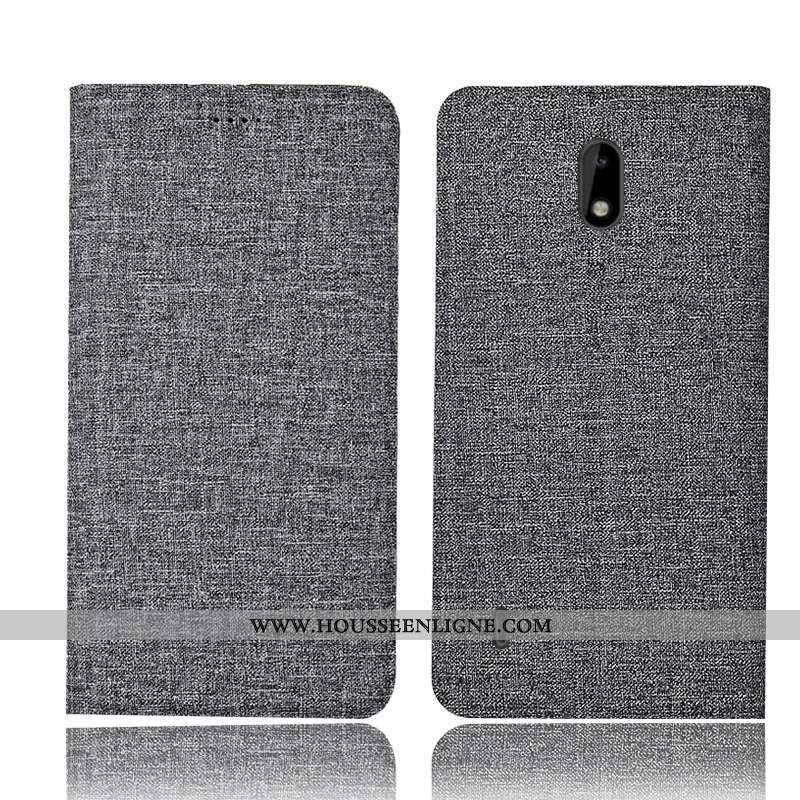 Étui Nokia 2.2 Protection Cuir Coque Tout Compris Lin Gris