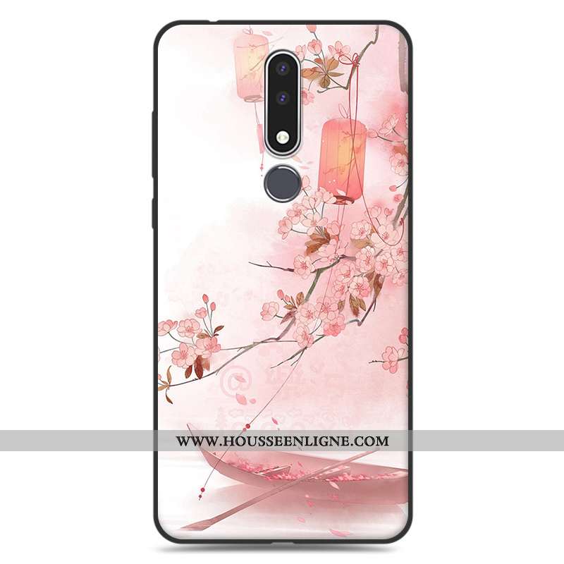 Étui Nokia 3.1 Plus Silicone Protection Fluide Doux Art Rose Simple Délavé En Daim