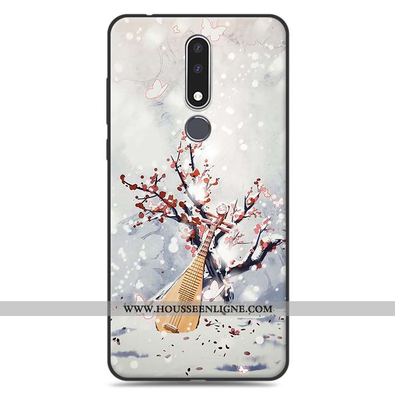Étui Nokia 3.1 Plus Silicone Protection Fluide Doux Art Rose Simple Délavé En Daim