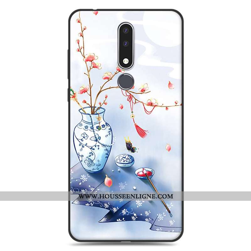 Étui Nokia 3.1 Plus Silicone Protection Fluide Doux Art Rose Simple Délavé En Daim