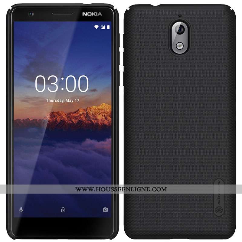 Étui Nokia 3.1 Protection Délavé En Daim Noir Or Difficile Incassable