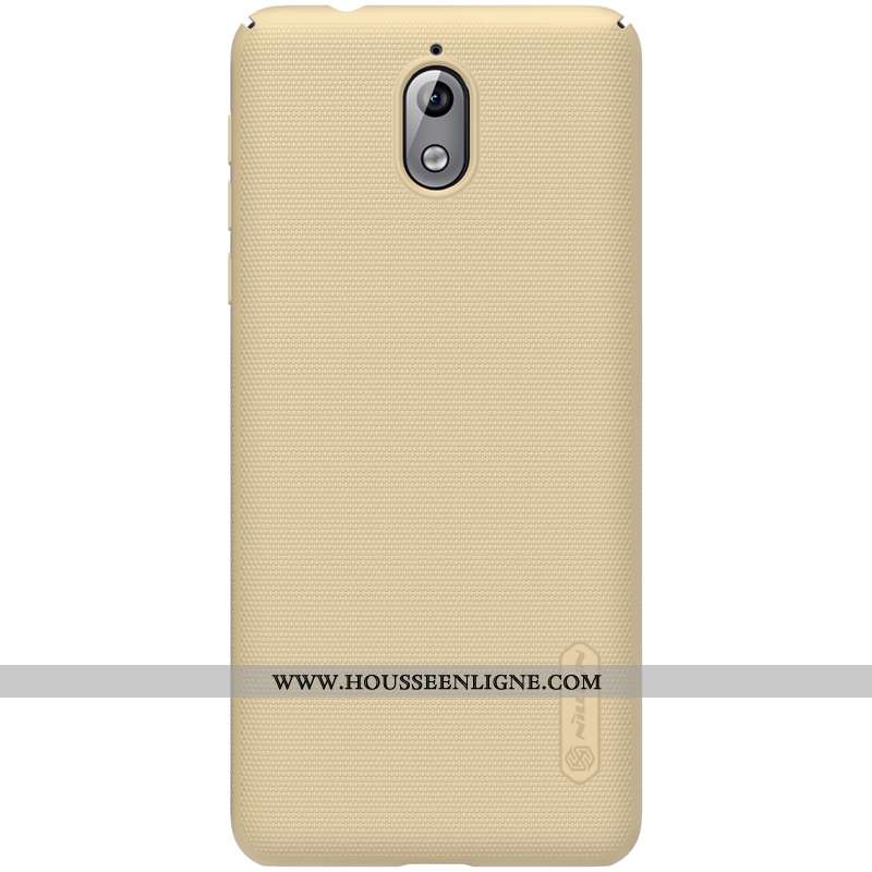 Étui Nokia 3.1 Protection Délavé En Daim Noir Or Difficile Incassable