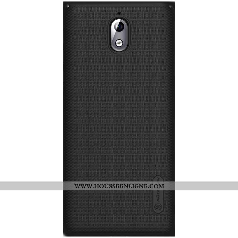 Étui Nokia 3.1 Protection Délavé En Daim Noir Or Difficile Incassable