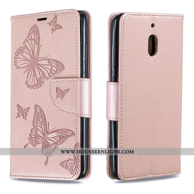 Étui Nokia 3.1 Protection Ornements Suspendus Téléphone Portable Papillon Coque Cuir Rouge