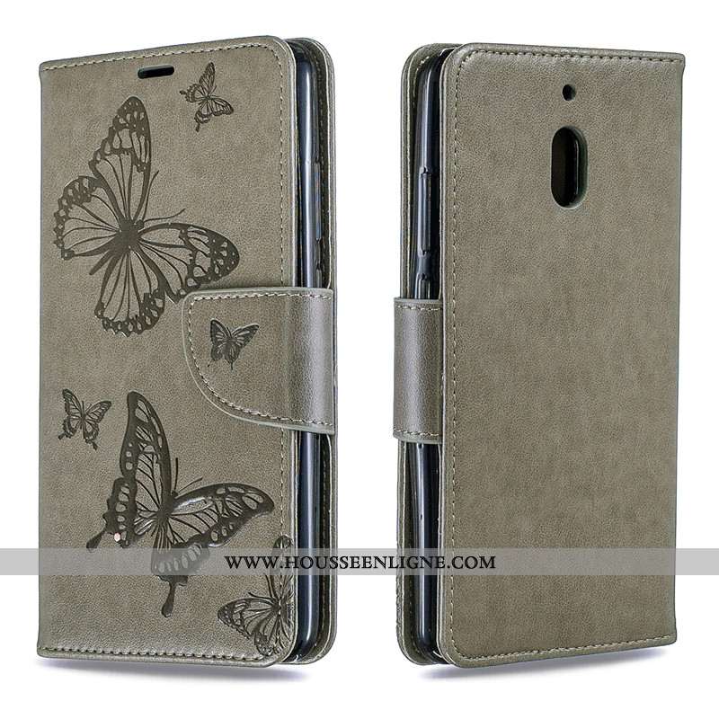 Étui Nokia 3.1 Protection Ornements Suspendus Téléphone Portable Papillon Coque Cuir Rouge