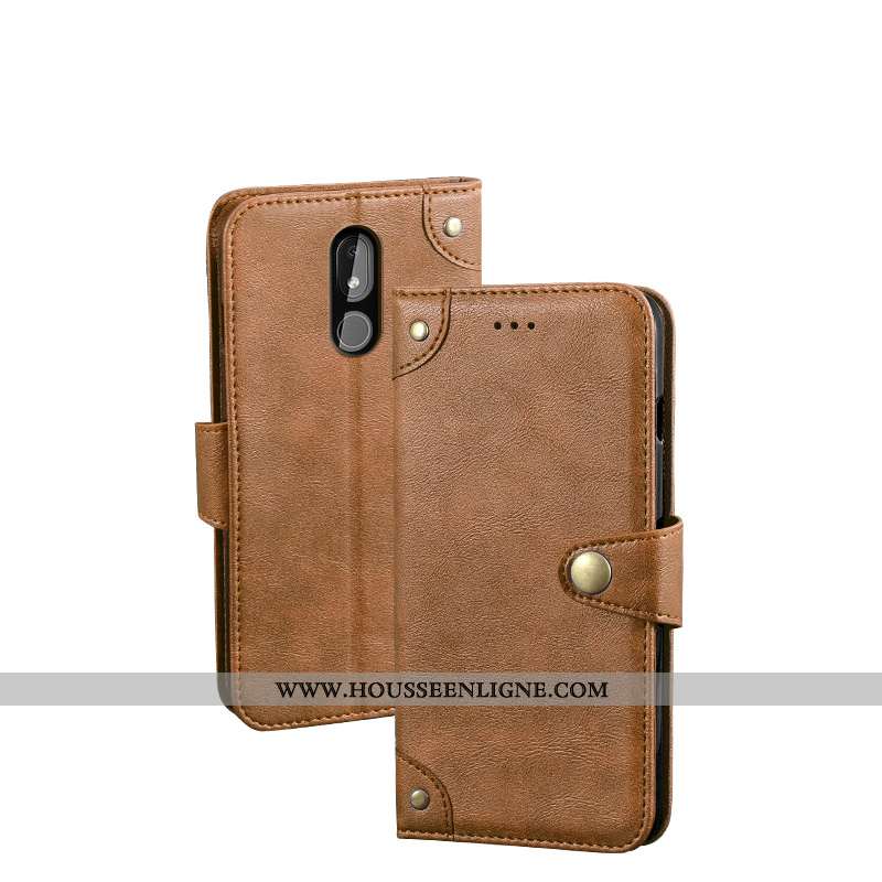Étui Nokia 3.2 Cuir Protection Housse Vintage Coque Kaki Téléphone Portable Khaki