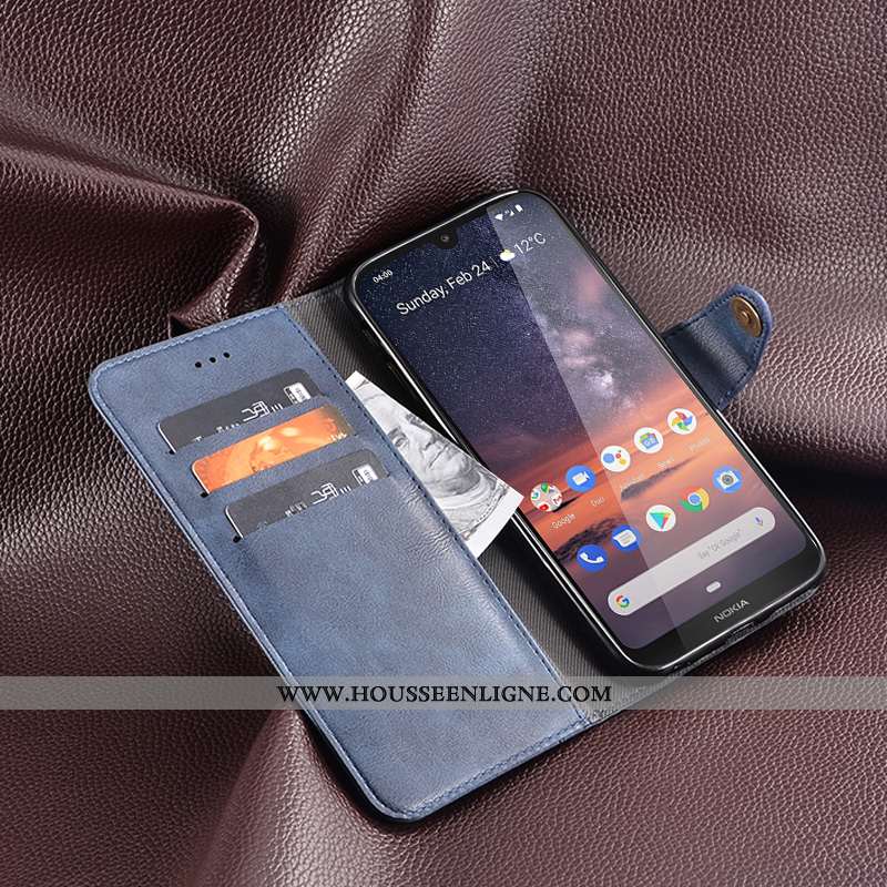 Étui Nokia 3.2 Cuir Protection Housse Vintage Coque Kaki Téléphone Portable Khaki