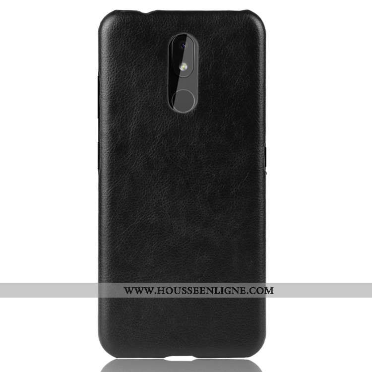 Étui Nokia 3.2 Modèle Fleurie Protection Noir Difficile Litchi Tendance