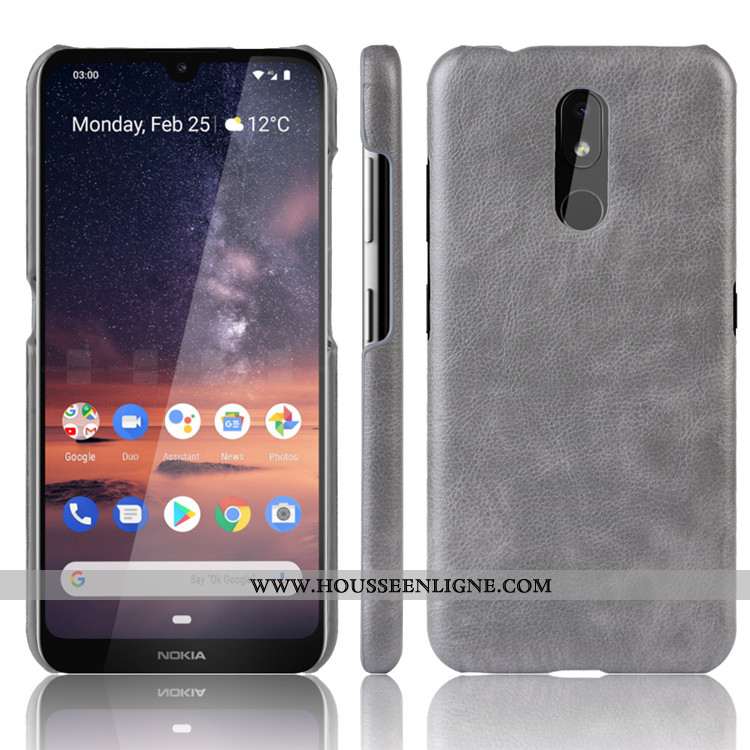 Étui Nokia 3.2 Modèle Fleurie Protection Noir Difficile Litchi Tendance