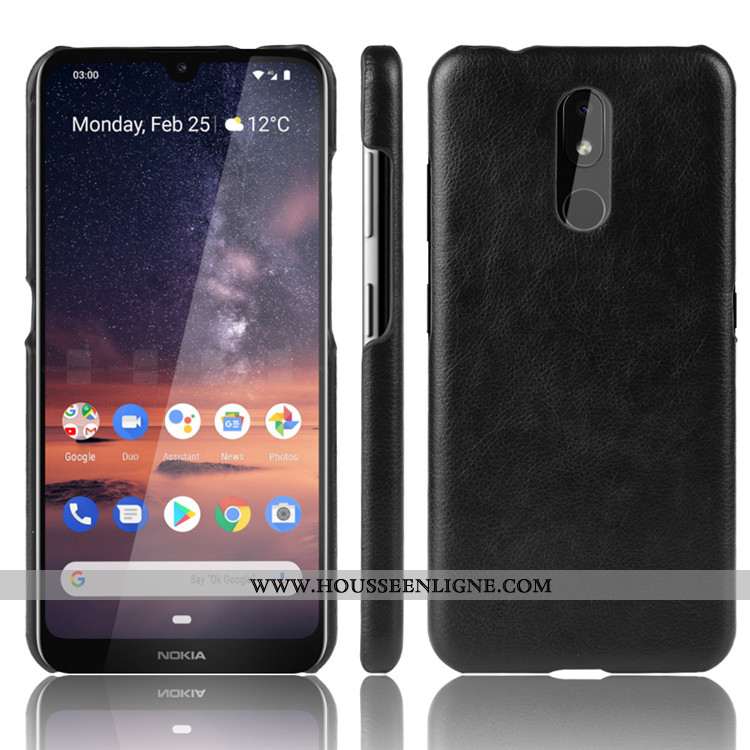Étui Nokia 3.2 Modèle Fleurie Protection Noir Difficile Litchi Tendance