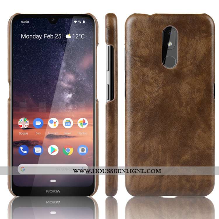 Étui Nokia 3.2 Modèle Fleurie Protection Noir Difficile Litchi Tendance