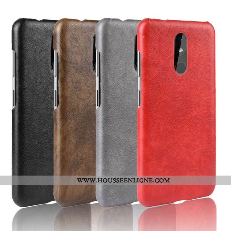 Étui Nokia 3.2 Modèle Fleurie Protection Noir Difficile Litchi Tendance