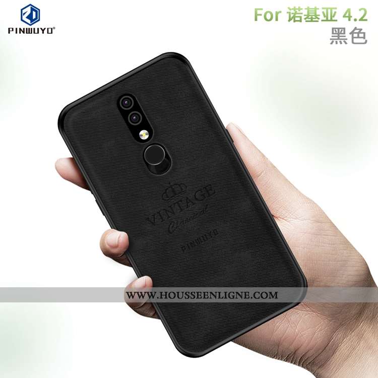 Étui Nokia 4.2 Créatif Modèle Fleurie Gris Antidérapant Téléphone Portable Coque Toile