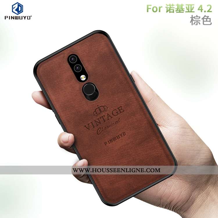 Étui Nokia 4.2 Créatif Modèle Fleurie Gris Antidérapant Téléphone Portable Coque Toile