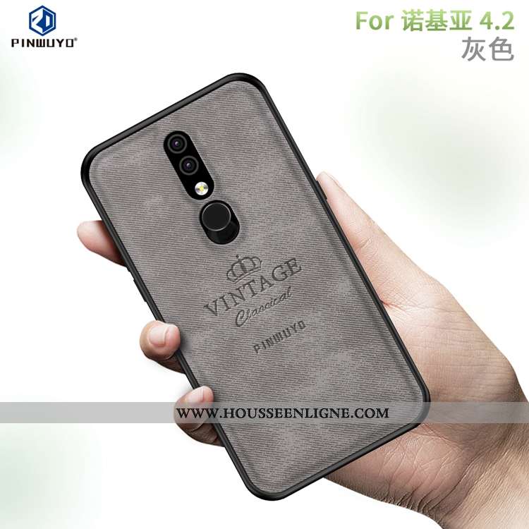 Étui Nokia 4.2 Créatif Modèle Fleurie Gris Antidérapant Téléphone Portable Coque Toile