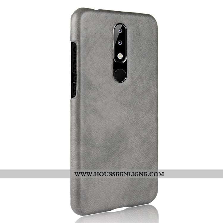 Étui Nokia 5.1 Plus Cuir Modèle Fleurie Protection Difficile Gris Téléphone Portable