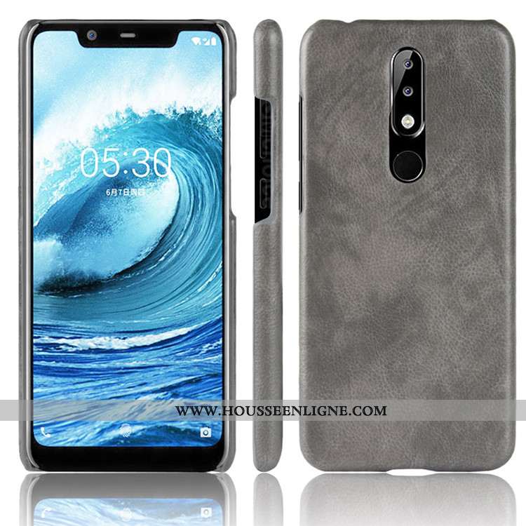 Étui Nokia 5.1 Plus Cuir Modèle Fleurie Protection Difficile Gris Téléphone Portable