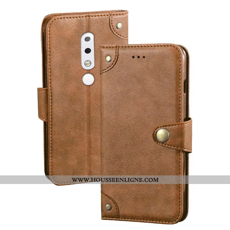 Étui Nokia 5.1 Plus Cuir Protection Portefeuille Housse Rouge Téléphone Portable
