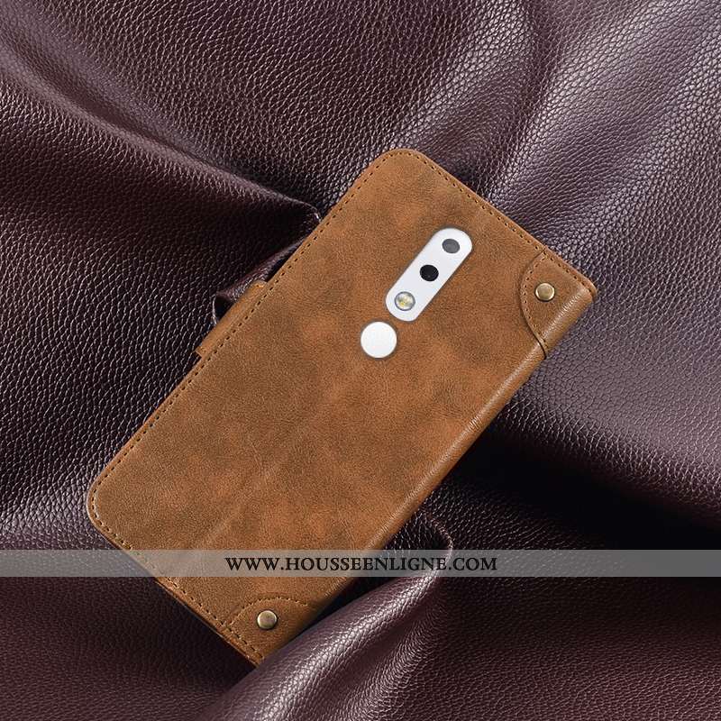 Étui Nokia 5.1 Plus Cuir Protection Portefeuille Housse Rouge Téléphone Portable